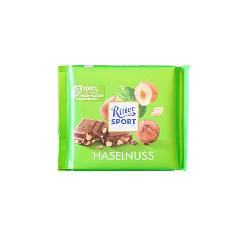 Шоколад Ritter Sport молочний з дробленим  лісовим горіхом 100 г 