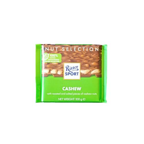 Шоколад Ritter Sport молочний з цілим підсоленим кешью 100 г 