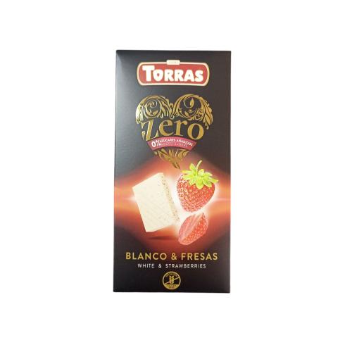 Шоколад Torras Zero Білий з полуницею Без цукру 125 г
